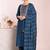 Blue art  silk embroidered suit