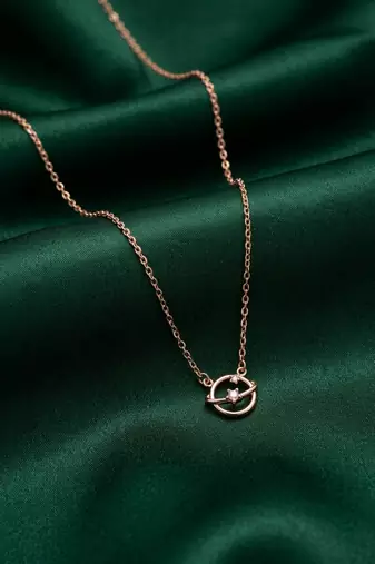 rose gold orbit star necklace in 925 sterling silver | minimalist celestial pendant for women