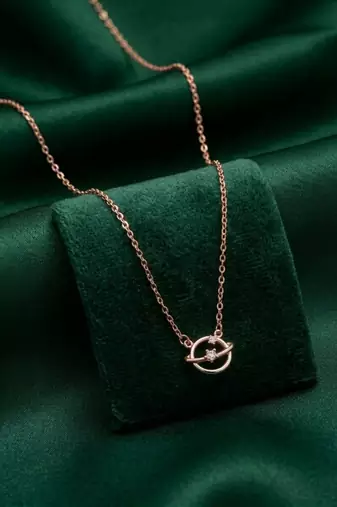 rose gold orbit star necklace in 925 sterling silver | minimalist celestial pendant for women