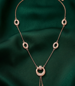 rose gold geometric link necklace in 925 sterling silver | elegant multi-charm pendant necklace for women