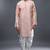 peach allover embroidered kurta patiala set for men