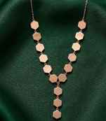 rose gold geometric hexagon necklace in 925 sterling silver | modern statement chain necklace for women