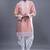 peach mirror embroidered kurta patiala set for men