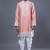 peach mirror embroidered kurta patiala set for men
