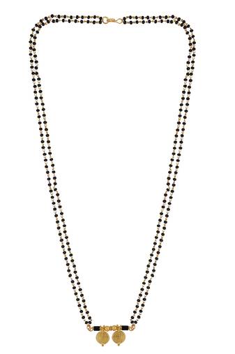 gold plated lakshmi coin mangalsutra with black beads