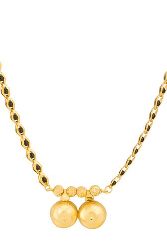gold plated two wati mangalsutra with black beads