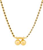 gold plated two wati mangalsutra with black beads