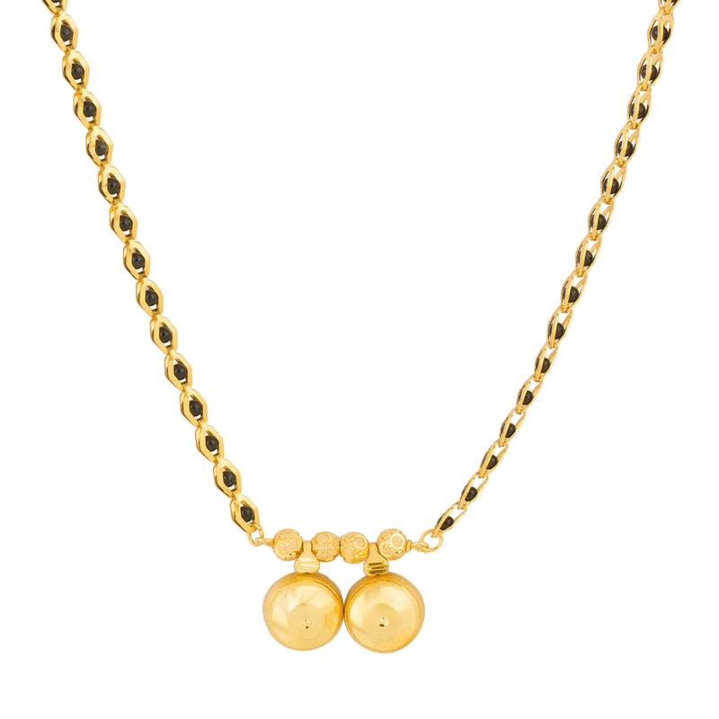 gold plated two wati mangalsutra with black beads