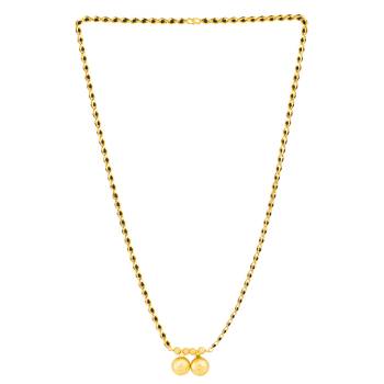 gold plated two wati mangalsutra with black beads 2