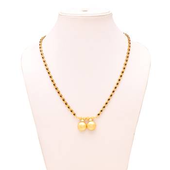 gold plated two wati mangalsutra with black beads 3