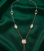 rose gold elegant oval link necklace in 925 sterling silver | designer multi-charm pendant necklace for women