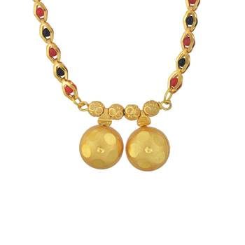 gold plated double wati long mangalsutra with beads 1