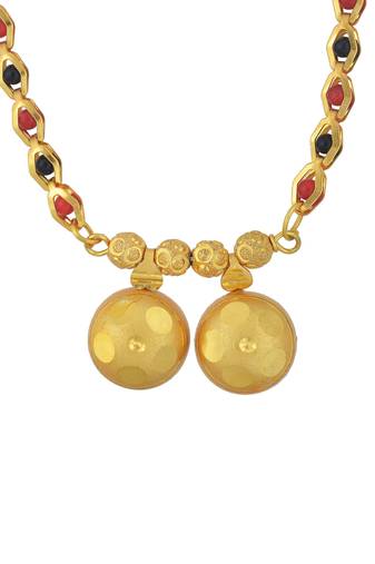 gold plated double wati long mangalsutra with beads