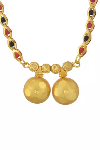 gold plated double wati long mangalsutra with beads