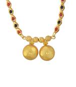 gold plated double wati long mangalsutra with beads