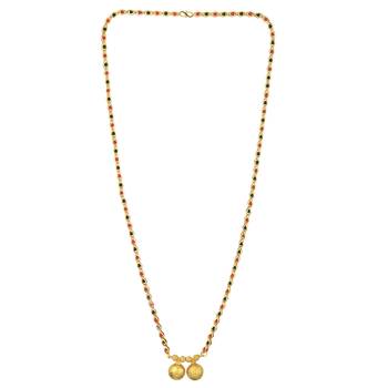 gold plated double wati long mangalsutra with beads 3
