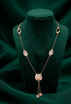 rose gold elegant oval link necklace in 925 sterling silver | designer multi-charm pendant necklace for women 2