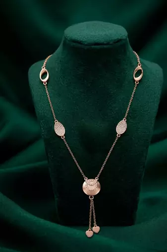 rose gold elegant oval link necklace in 925 sterling silver | designer multi-charm pendant necklace for women
