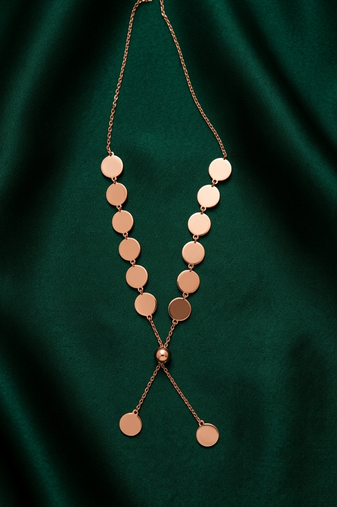 rose gold disc drop statement necklace in 925 sterling silver | elegant layered chain necklace for women