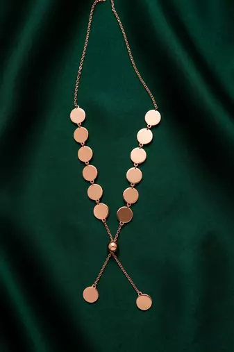 rose gold disc drop statement necklace in 925 sterling silver | elegant layered chain necklace for women