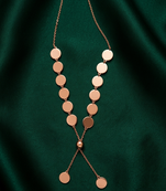 rose gold disc drop statement necklace in 925 sterling silver | elegant layered chain necklace for women