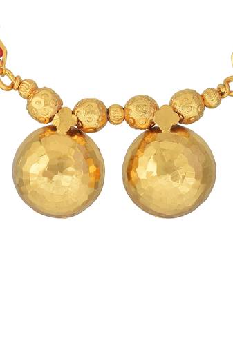 gold plated long two wati mangalsutra with beads