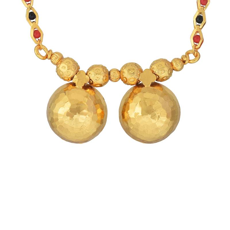 gold plated long two wati mangalsutra with beads