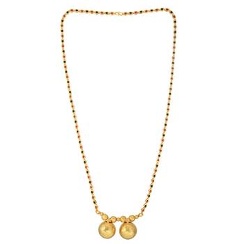 gold plated long two wati mangalsutra with beads 2