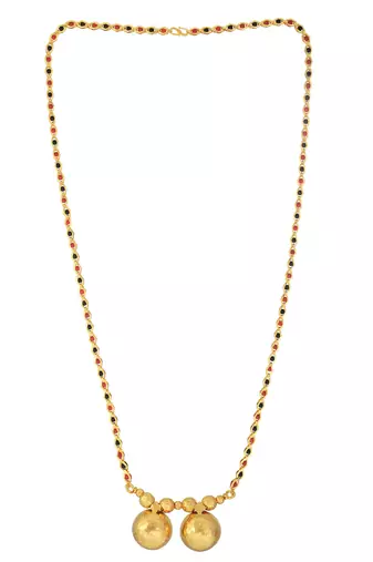 gold plated long two wati mangalsutra with beads