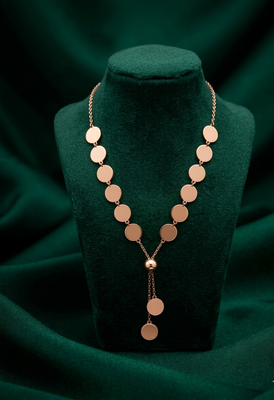 rose gold disc drop statement necklace in 925 sterling silver | elegant layered chain necklace for women 2