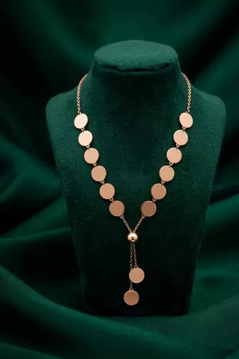 rose gold disc drop statement necklace in 925 sterling silver | elegant layered chain necklace for women