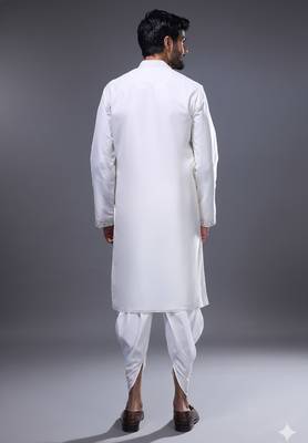 off white threadwork kurta patiala set for men 2