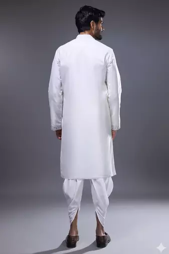 off white threadwork kurta patiala set for men