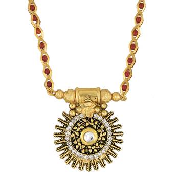 micron gold sun motif long mangalsutra for women 1