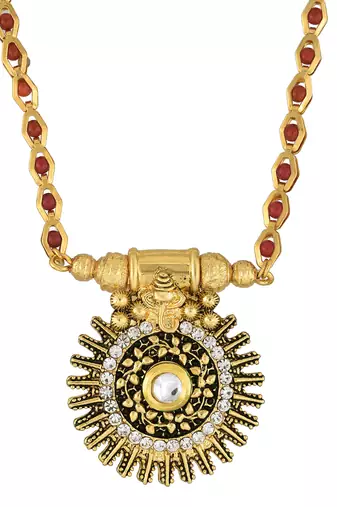 micron gold sun motif long mangalsutra for women