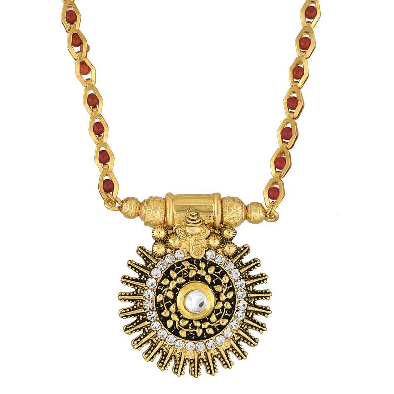 micron gold sun motif long mangalsutra for women