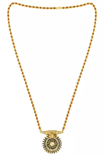micron gold sun motif long mangalsutra for women