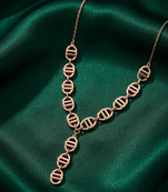 rose gold geometric link drop necklace in 925 sterling silver | modern statement designer necklace for women