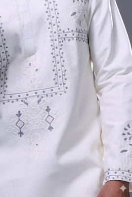 off white threadwork kurta patiala set for men 3