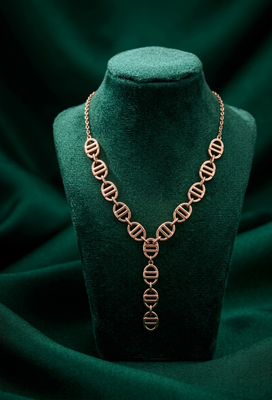rose gold geometric link drop necklace in 925 sterling silver | modern statement designer necklace for women 2