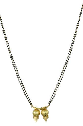 traditional brass micron double wati mangalsutra with tassel design