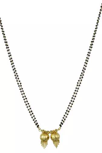 traditional brass micron double wati mangalsutra with tassel design