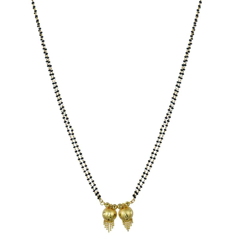 traditional brass micron double wati mangalsutra with tassel design