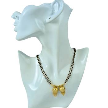 traditional brass micron double wati mangalsutra with tassel design 3