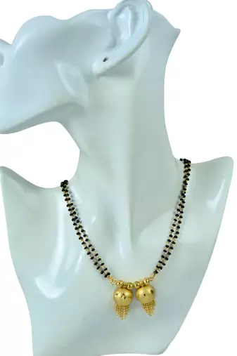 traditional brass micron double wati mangalsutra with tassel design