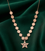 rose gold star pendant disc necklace in 925 sterling silver | elegant statement charm necklace for women