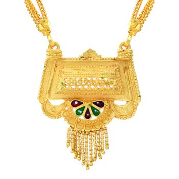 ethnic gold plated handmade meenakari mangalsutra 1