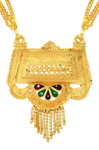 ethnic gold plated handmade meenakari mangalsutra