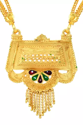 ethnic gold plated handmade meenakari mangalsutra