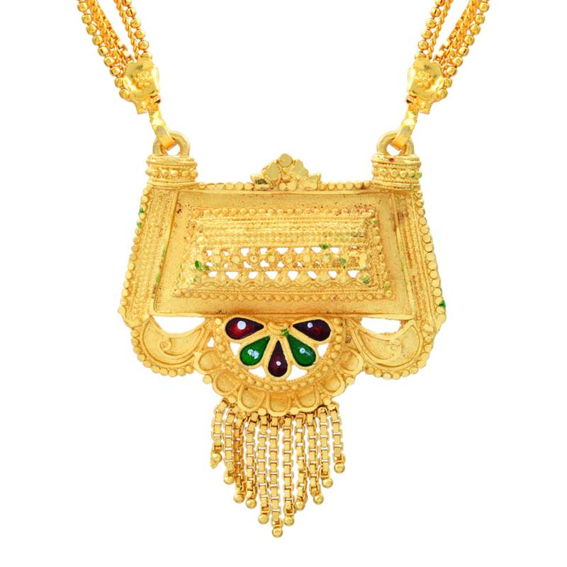 ethnic gold plated handmade meenakari mangalsutra